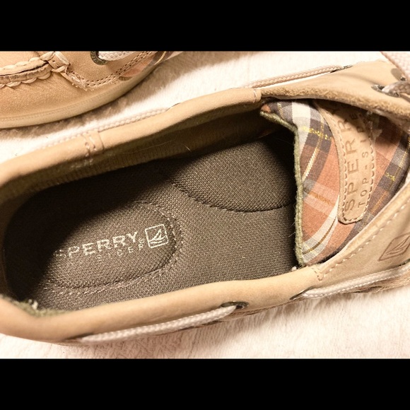 Plaid Inlay Sperry Ladies Boat Shoes, Size 7 1/2 - Picture 3 of 4